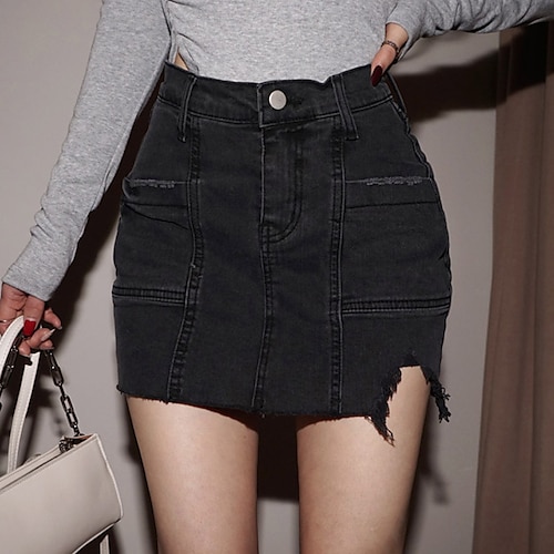

Women's Fashion Skirts Casual Daily Weekend Solid Colored 2 in 1 Black S M L