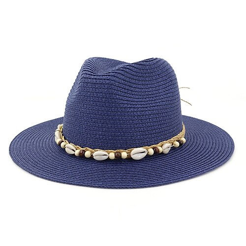 

Solid Color Straw Sun Hat Panama Hat Beach Womens Summer Caps Sombrero Female Fedora Casual Ladies Breathable Sun Hat Travel Cap