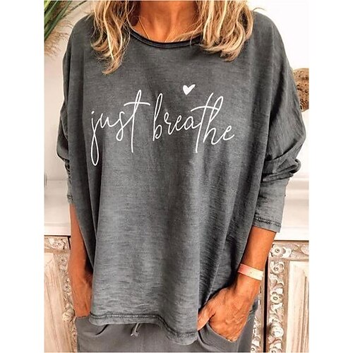 

Women's Sweatshirt Tee / T-shirt Print Crew Neck Letter & Number Sport Athleisure Shirt Long Sleeve Warm Breathable Soft Comfortable Everyday Use Street Casual Athleisure Daily Outdoor / Winter