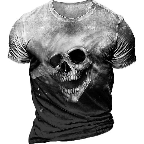 

Homme Unisexe T shirt Tee Crânes Imprimés Photos Col Ras du Cou Noir 3D effet Extérieur Plein Air Manches Courtes Imprimer Vêtement Tenue Sportif Design Casual Grand et grand / Eté / Eté