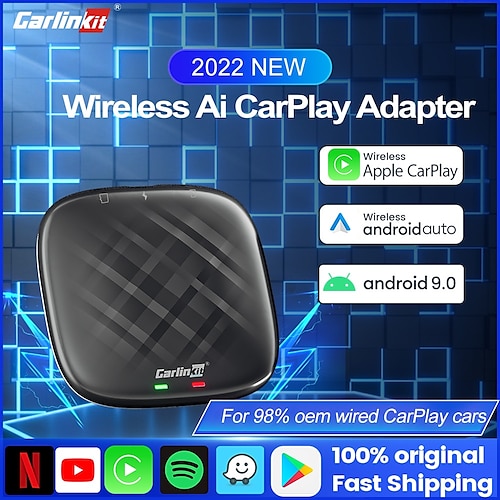 

Carlinkit Wireless CarPlay Adapter Android 9.0 Ai Box Mini Android Box 4GRAM 64GROM GPS Built-in 4G LTE Netflix Video Car Radio MP3 MP5 Player Dongle Support Google Apps for Universal Newly Designed