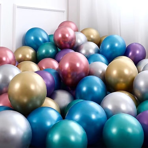 

50 stk blank metall perle lateks ballonger tykk krom metallic farger luftballer globos bursdagsfest dekor