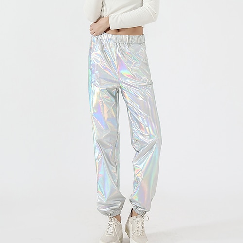 

Women's Fashion Jogger Chinos Side Pockets Elastic Waist Ankle-Length Pants Casual Weekend Micro-elastic Plain Comfort Mid Waist Black Blue Pink Silver Gold S M L XL XXL