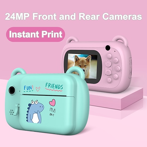 

Kids Instant Printing Camera Mini Digital Camera With HD Video Recording Dual Lens Thermal Photo Paper Christmas Gift Boys Girls