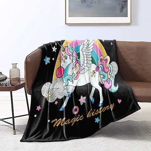 

Fleece Throw Blanket for Couch Sofa Bed, Unicorn Graphic Fannal Blanket, Cozy Fuzzy Soft Lightweight Throw Blanket