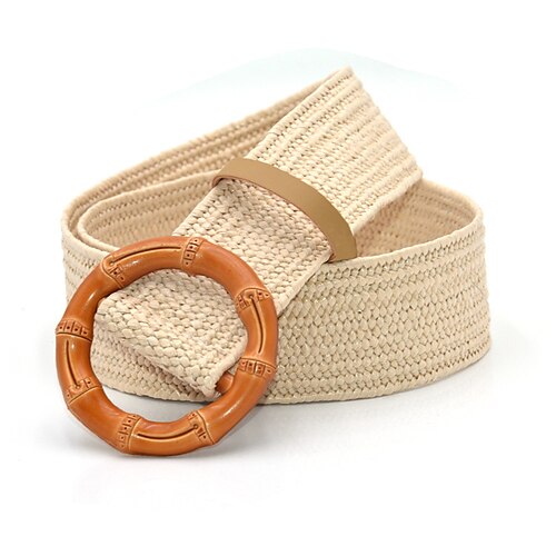 

Women's Belt Straw White Black Gray khaki Apricot Waist Belt Street Daily Date Stripe Pure Color / Spring / Summer / Khaki