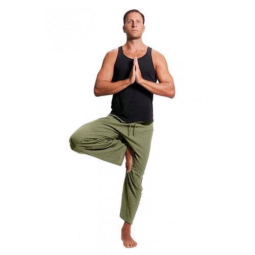 

Men's Linen Women's Yoga Pants Wide Leg Back Pocket Pants Bottoms Moisture Wicking Lightweight Solid Color Light Green Army Green Dark Gray Yoga Gym Workout Dance Winter Summer Sports Activewear