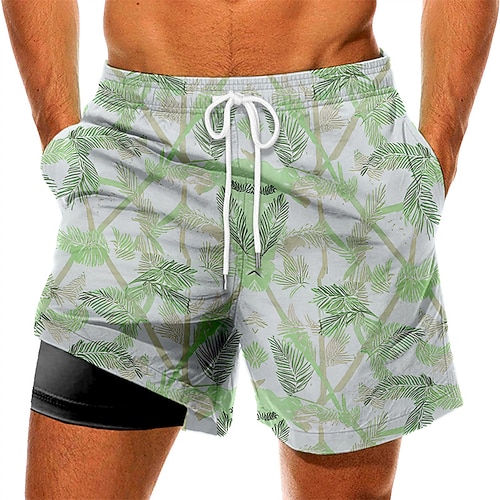 

Men's Swim Trunks Swim Shorts Quick Dry Board Shorts Bathing Suit with Pockets Compression Liner Drawstring Swimming Surfing Beach Water Sports Floral Summer / Stretchy