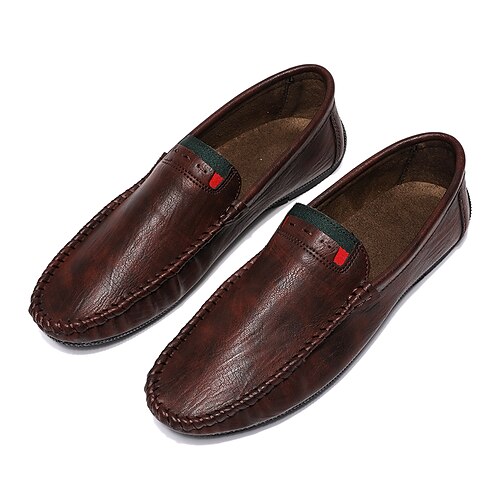 

Men's Loafers & Slip-Ons Comfort Loafers Comfort Shoes Crib Shoes Casual Daily Leather PU Black Khaki Brown Fall Spring