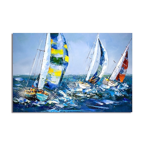 

Oil Painting Handmade Hand Painted Wall Art Abstract Boats by Knife Canvas Painting Home Decoration Decor Stretched Frame Ready to Hang