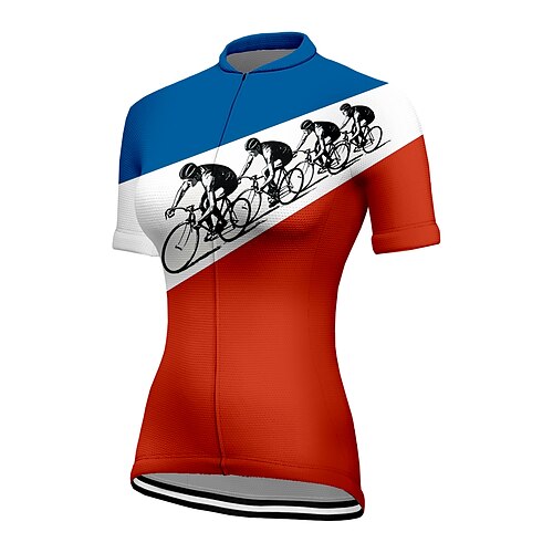 

21Grams Women's Cycling Jersey Short Sleeve Bike Jersey Top with 3 Rear Pockets Mountain Bike MTB Road Bike Cycling Breathable Quick Dry Moisture Wicking Reflective Strips Yellow Red Graphic