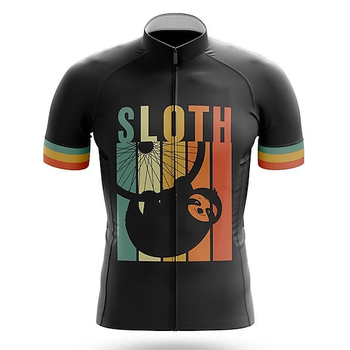 

21Grams Men's Cycling Jersey Short Sleeve Bike Top with 3 Rear Pockets Mountain Bike MTB Road Bike Cycling Breathable Quick Dry Moisture Wicking Reflective Strips Black Sloth Polyester Spandex Sports