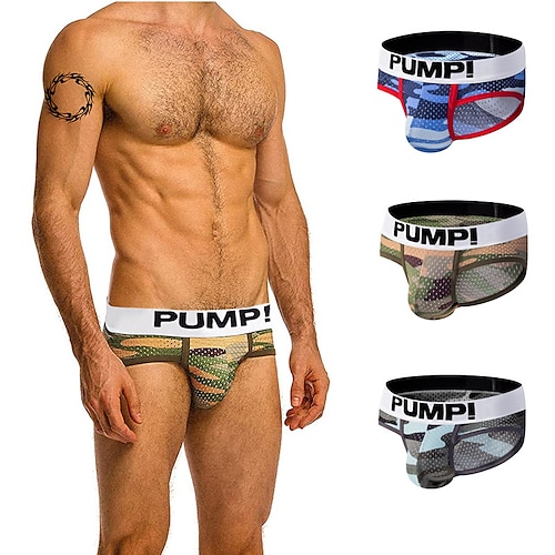 

Men's Basic Panties Briefs 1 PC Underwear Fashion Simple Sexy Print Letter Cotton Mid Waist Touch of Sensation Comfort Green Blue Gray M L XL