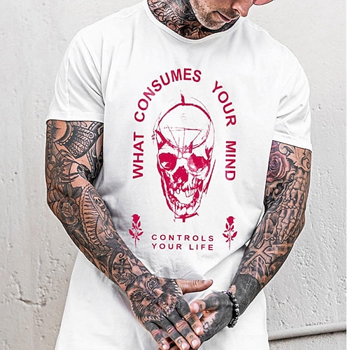 

Men's Unisex T shirt Tee Hot Stamping Graphic Prints Skull Crew Neck Street Daily Print Short Sleeve Tops Designer Casual Big and Tall Sports White / Summer