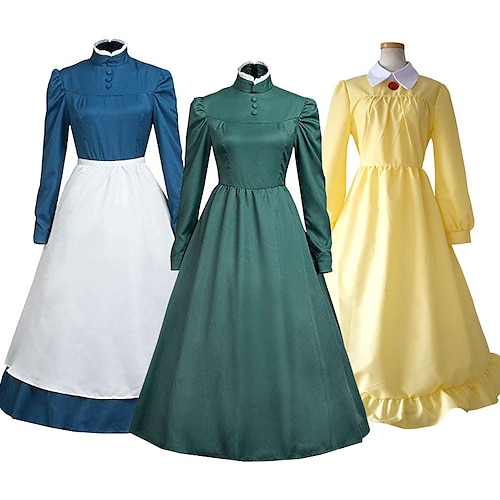 

Maid Costume Sofia Cosplay Costume Vacation Dress Women's Movie Cosplay Cosplay Green Yellow Blue Dress Masquerade Polyester