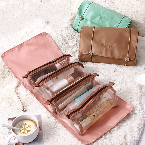 

Four-in-one Mesh Cosmetic Bag New Style Folding Carry-on Wash Bag Travel Portable Storage Bag