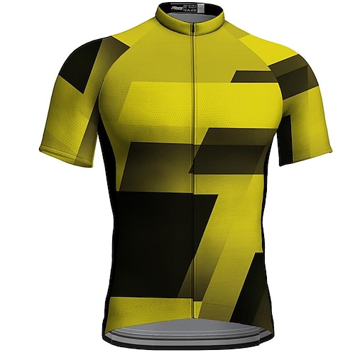 

21Grams Men's Cycling Jersey Short Sleeve Bike Top with 3 Rear Pockets Mountain Bike MTB Road Bike Cycling Breathable Quick Dry Moisture Wicking Reflective Strips Yellow Grey Red Polyester Spandex