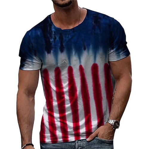 

Men's Unisex T shirt Tee 3D Print Striped Graphic Prints Crew Neck Street Daily Print Short Sleeve Tops Designer Casual Big and Tall Sports Red / Summer