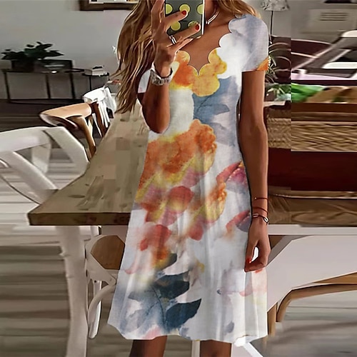 

Damen Casual kleid Etuikleid Regenbogen Kurzarm Farbverläufe Bedruckt Frühling Sommer V Ausschnitt 2022 S M L XL XXL 3XL