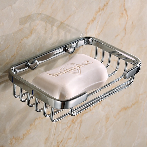 

Wall Mounted Soap Holder Chrome,Soap Dish for Shower Wall Chrome-Durable and Sturdy,Easy to Install-Solid Brass