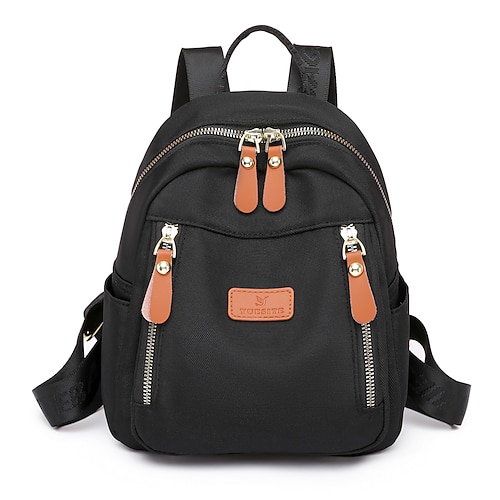 

Women's Unisex School Bag Commuter Backpack Functional Backpack Oxford Cloth Nylon Solid Color Large Capacity Waterproof Zipper School Daily Wine Green Black Blue Purple