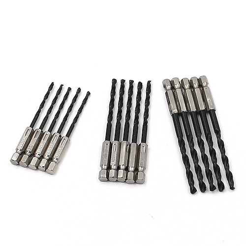 

15PC hexagonal black twist drill 3mm4mm5mm high speed steel nitriding drill set with wood and metal holes