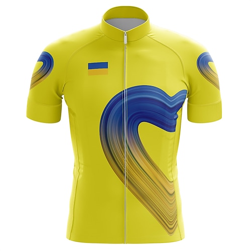 

21Grams Men's Cycling Jersey Short Sleeve Bike Top with 3 Rear Pockets Mountain Bike MTB Road Bike Cycling Breathable Quick Dry Moisture Wicking Reflective Strips Yellow Graphic Polyester Spandex