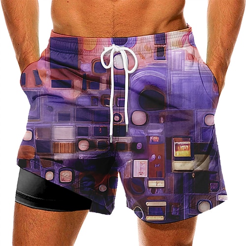 

Men's Swim Trunks Swim Shorts Quick Dry Board Shorts Bathing Suit with Pockets Compression Liner Drawstring Swimming Surfing Beach Water Sports Printed Summer / Stretchy
