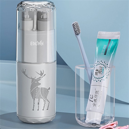 

Copo de escova de dentes portátil 5 em 1 conjunto de lavagem estojo de armazenamento escova de dentes creme dental gel de banho xampu pente kits de viagem artigos de toalete sub