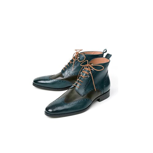 

Men's Oxfords Brogue Business Casual Daily Office Career PU Mid-Calf Boots Blue Dark Green Grey Color Block Fall Spring