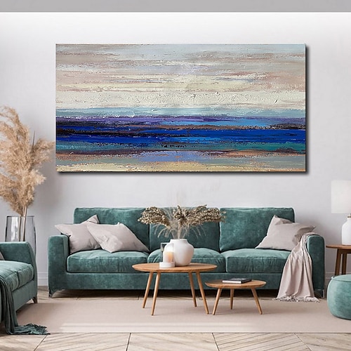 

Handmade Oil Painting CanvasWall Art Decoration Abstract Knife PaintingSeascape Blue For Home Decor Rolled Frameless Unstretched Painting
