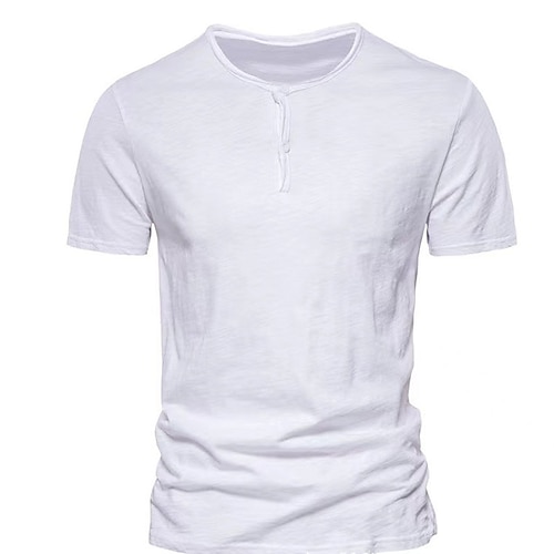 

Men's T shirt Tee Solid Color Henley Green Light gray Navy Blue Coffee White Street Casual Short Sleeve Button-Down Clothing Apparel Fashion Casual Comfortable Beach / Summer / Summer