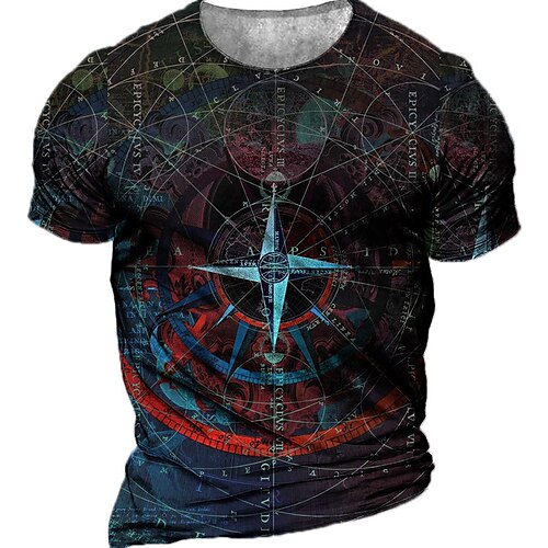 

Men's Unisex T shirt Tee Graphic Prints Compass Crew Neck Black 3D Print Outdoor Street Short Sleeve Print Clothing Apparel Sports Designer Casual Big and Tall / Summer / Summer