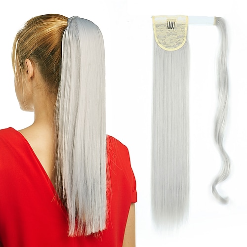 

Synthetic Long Straight Ponytail Wrap Around Clip in Hair Extensions Natural Hairpiece Fiber Fake Hair Pony Tail
