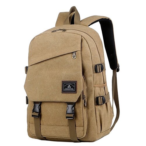 

School Backpack Bookbag Solid Color for Student Men Business Water Resistant Wear-Resistant Polyester Canvas School Bag Back Pack Satchel 21.29 inch