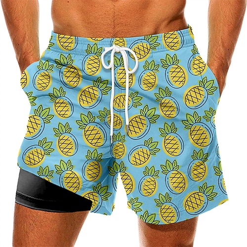 

Men's Swim Trunks Swim Shorts Quick Dry Board Shorts Bathing Suit with Pockets Compression Liner Drawstring Swimming Surfing Beach Water Sports Fruit Summer