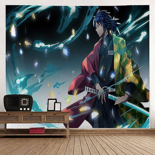 

Demon Slayer Anime Wall Tapestry Art Decor Blanket Curtain Hanging Home Bedroom Living Room Decoration Polyester