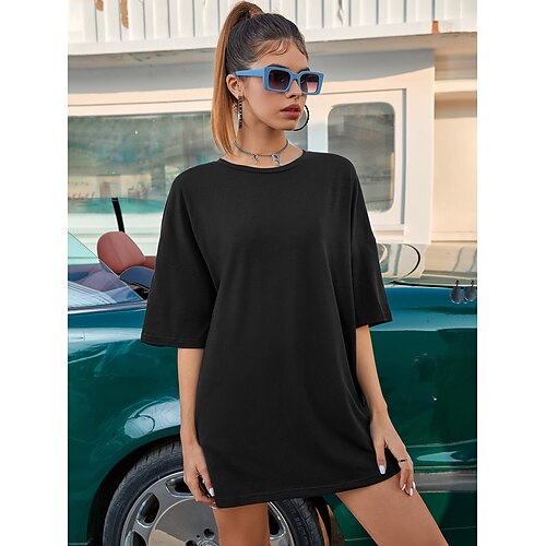 

Women's Workout Leisure Tee T-shirt Half Sleeve Solid Color Athleisure Loose Fit Crew Neck Shirt Breathable Soft Comfortable Street Casual