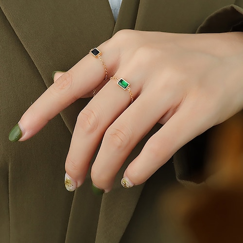

Ring Wedding Geometrical Black Green Alloy Stylish Simple Luxury 1pc / Women's / One Earring / Adjustable Ring