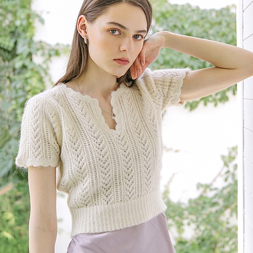 

Mulheres Camisa Social encolhe os ombros Amarelo Rosa Azul Tecido Com Corte Crochê Manga Curta Casual Feriado Sensual Estilo Praia Decote V Padrão S
