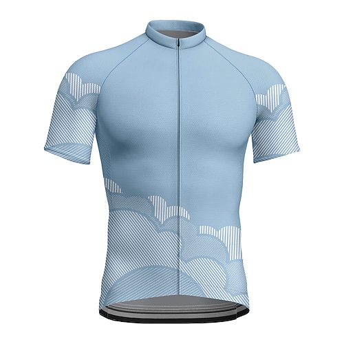 

21Grams Men's Cycling Jersey Short Sleeve Bike Top with 3 Rear Pockets Mountain Bike MTB Road Bike Cycling Breathable Quick Dry Moisture Wicking Reflective Strips Blue Graphic Polyester Spandex Sports