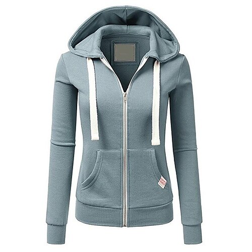 

Women's Hoodie Jacket Full Zip Hoodie Solid Color Sport Athleisure Shirt Long Sleeve Breathable Soft Comfortable Everyday Use Street Casual Athleisure Daily Outdoor / Winter