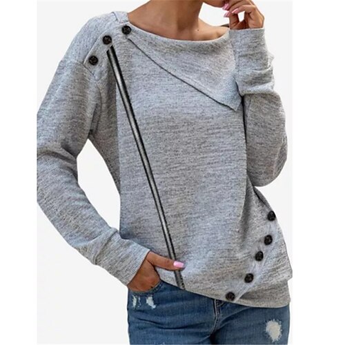 

Women's Sweatshirt Solid Color Zipper Casual Daily Sports Streetwear Casual Hoodies Sweatshirts Black Blue