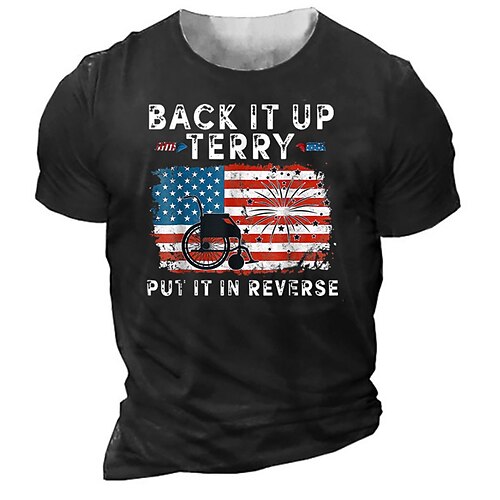 

Men's Unisex T shirt Tee 3D Print Graphic Patterned National Flag Letter Crew Neck Street Daily Print Short Sleeve Tops Designer Casual Vintage Big and Tall Black Navy Blue / Summer