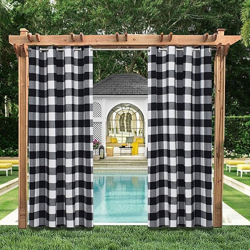 

Waterproof Indoor/Outdoor Curtains for Patio Thick Privacy Grommet Curtains for Bedroom, Living Room, Porch, Pergola, Cabana, 1 Panel