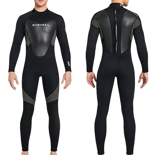 

Dive&Sail Men's Full Wetsuit 3mm SCR Neoprene Diving Suit Thermal Warm Windproof UPF50 High Elasticity Long Sleeve Full Body Back Zip - Swimming Diving Scuba Kayaking Patchwork Spring Summer Winter