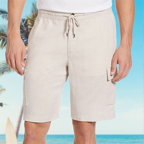 

Men's Classic Style Fashion Shorts Cargo Shorts Multiple Pockets Elastic Drawstring Design Short Pants Sports Outdoor Casual Micro-elastic Solid Color Cotton Blend Comfort Breathable Mid Waist Apricot