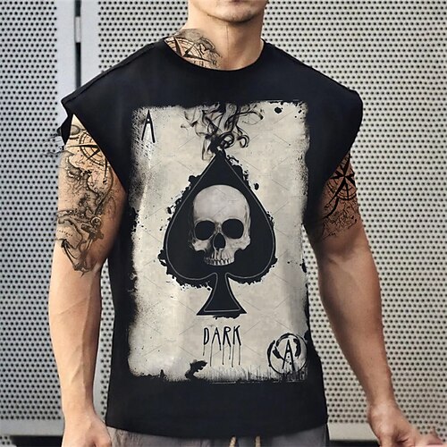 

Herren T Shirt Tank Top Shirt Unterhemden Ärmelloses Hemd Totenkopf Motiv Grafik-Drucke Rundhalsausschnitt Heißprägen Outdoor Strasse Gurte Bedruckt Bekleidung Sport Designer Brautkleider schlicht