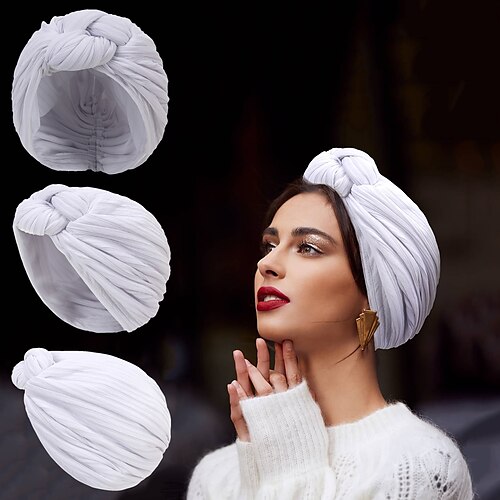 

Women's Turban Office Daily Holiday Solid / Plain Color Polyester Retro Sweet Stretchy Multipurpose 1 pcs