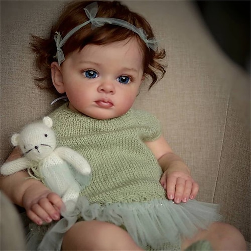 

24 inch Reborn Baby Doll Reborn Doll Tutti Toddler Girl with Genesis Paint High Quality 3D skin multiple Layers Painting Visible Vein